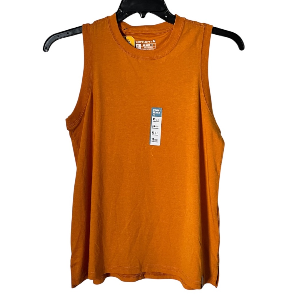 carhartt Women’s Persimmon Orange Casual Relaxed Fit Sleeveless Shirt S, L